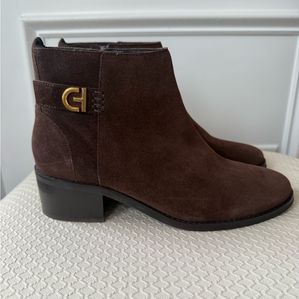 New Cole Haan Women’s  Leather Brown Ankle Boots Size 8B - Picture 4 of 7